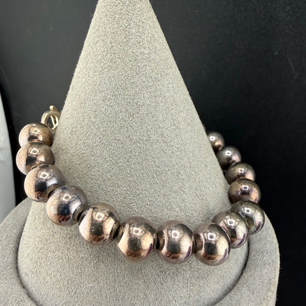 Vintage Silpada Sterling Silver Bead Bracelet 925 Patina Round Ball Women 6.5in